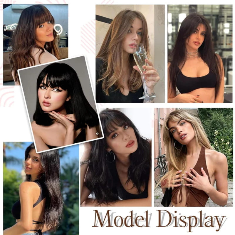 Women's Natural Hair Extensions with Adjustable Bangs