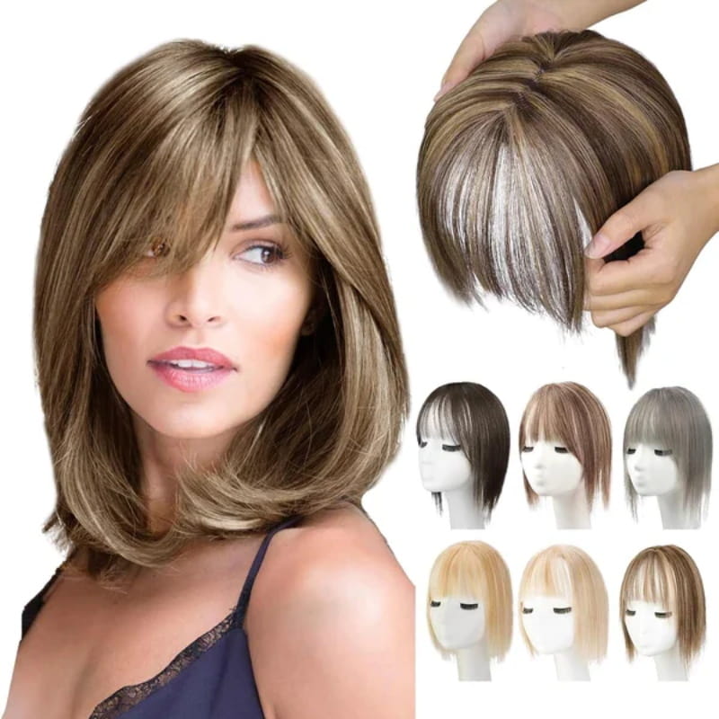 Women's Natural Hair Extensions with Adjustable Bangs