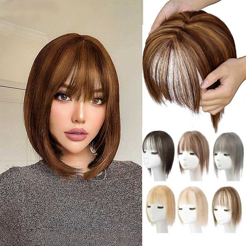 Women's Natural Hair Extensions with Adjustable Bangs
