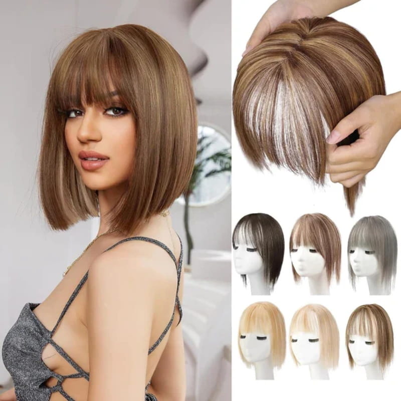 Women's Natural Hair Extensions with Adjustable Bangs