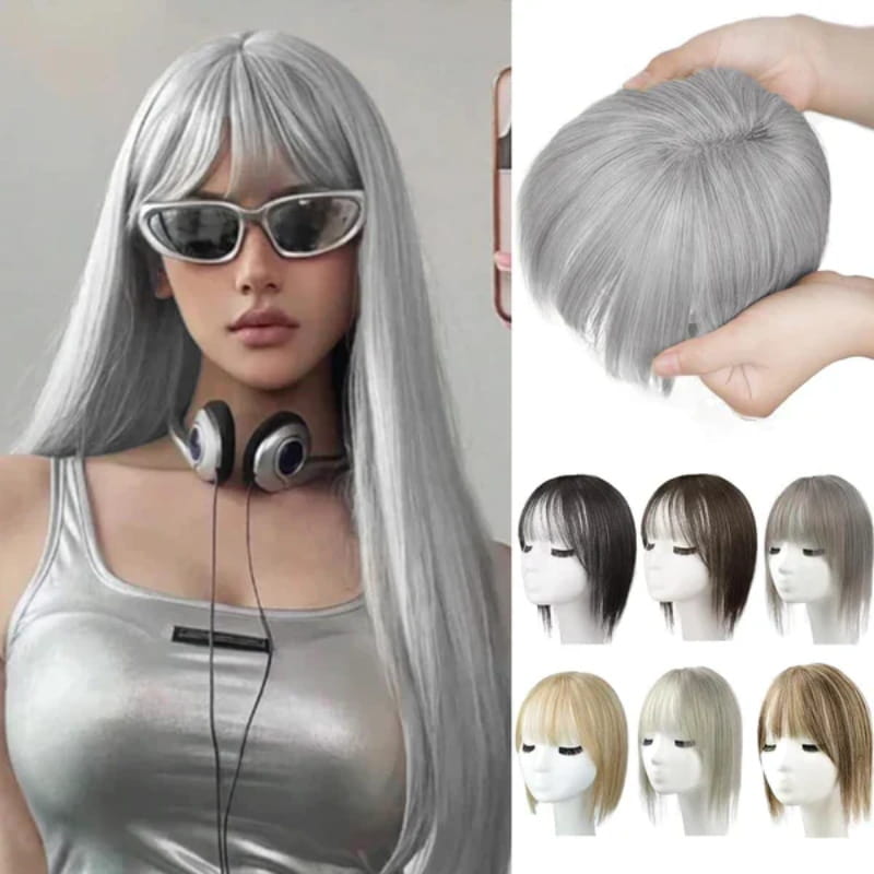Women's Natural Hair Extensions with Adjustable Bangs