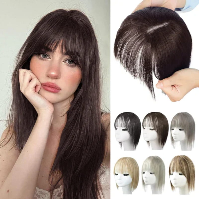 Women's Natural Hair Extensions with Adjustable Bangs