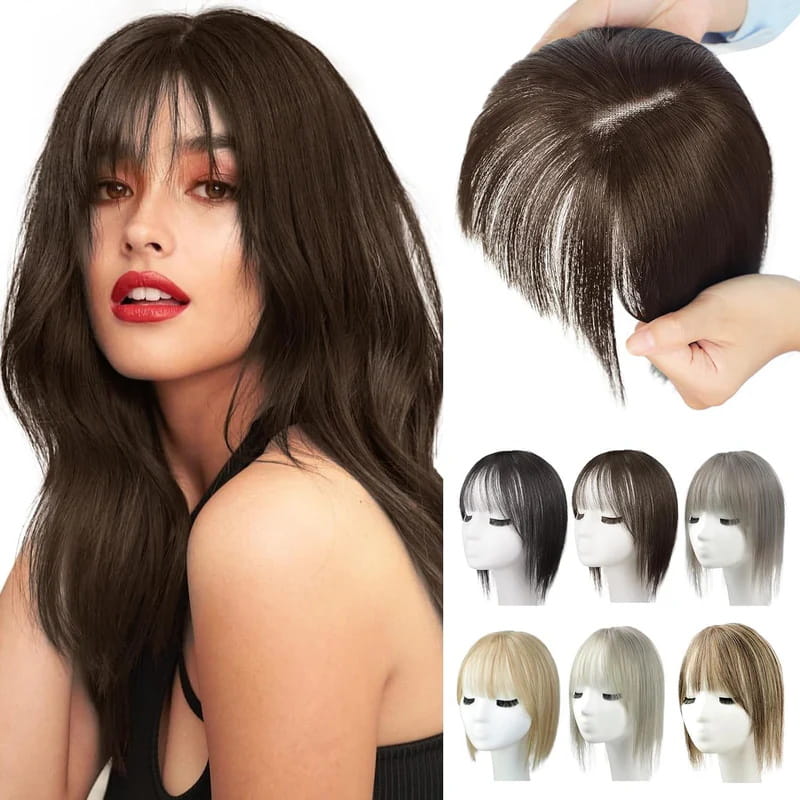 Women's Natural Hair Extensions with Adjustable Bangs