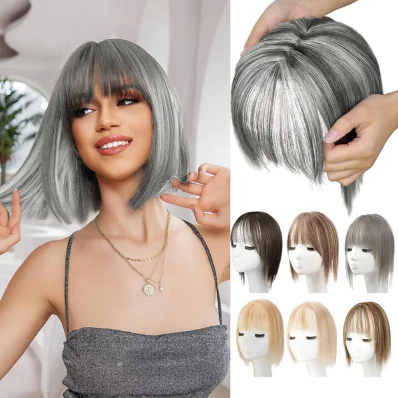 Women's Natural Hair Extensions with Adjustable Bangs