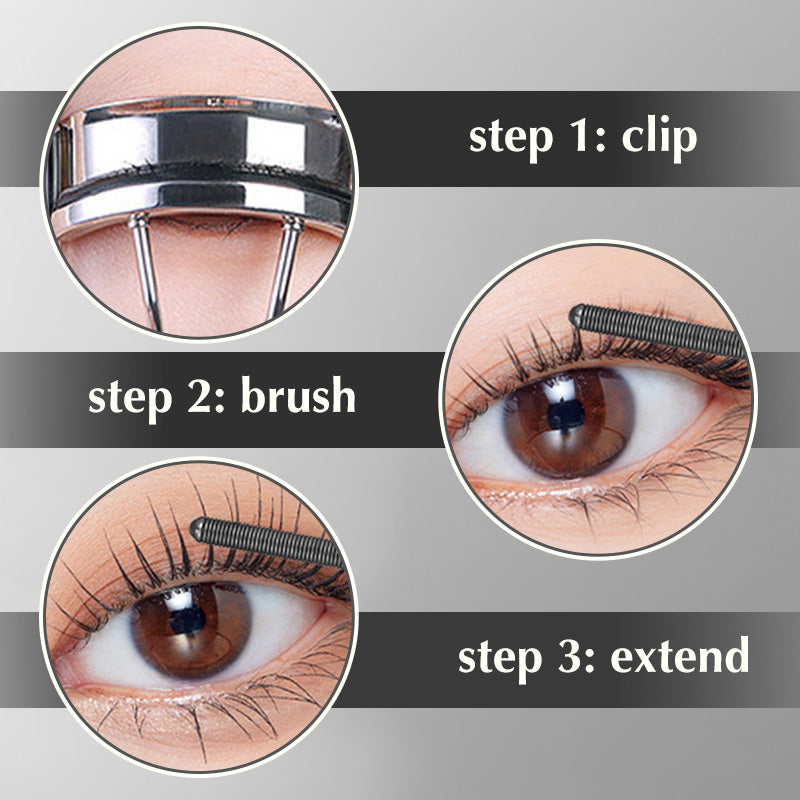 3D Curling Mascara with Metal Curlers - Long-lasting & Waterproof