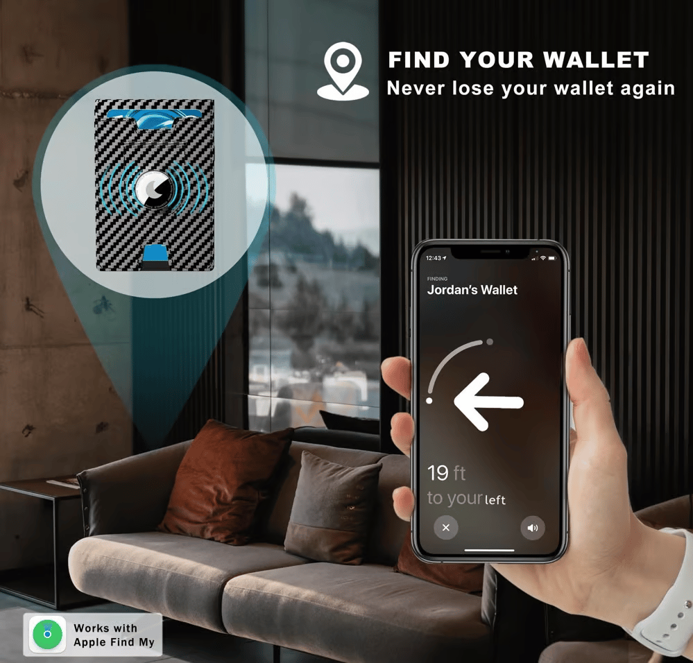 Pop-Up Aluminum Money Clip Wallet with RFID Protection and AirTag Slot