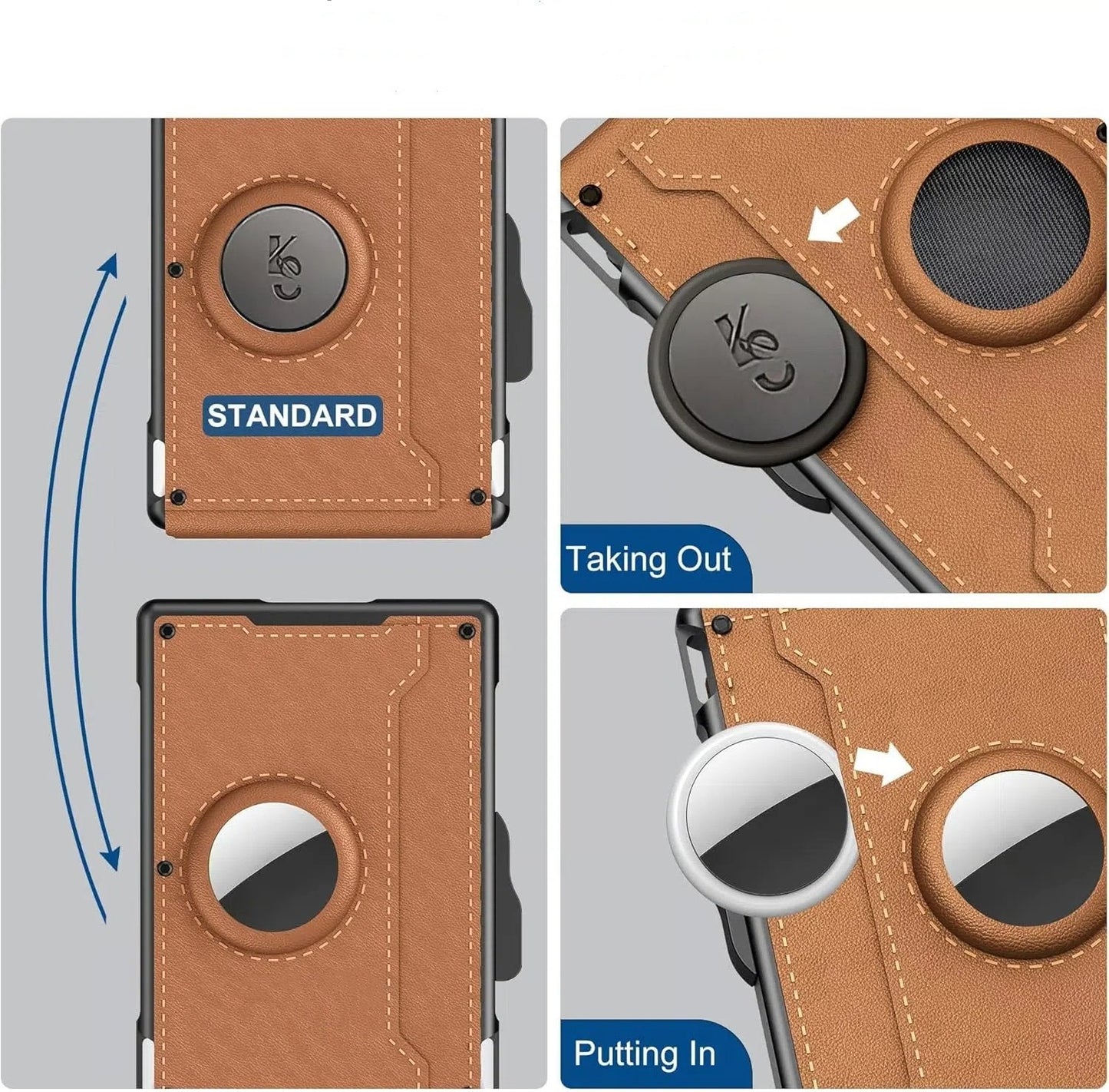 Pop-Up Aluminum Money Clip Wallet with RFID Protection and AirTag Slot