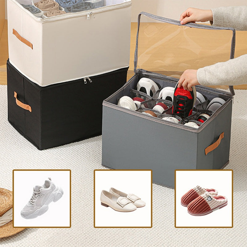 Collapsible Closet Shoe Storage with Transparent Cover