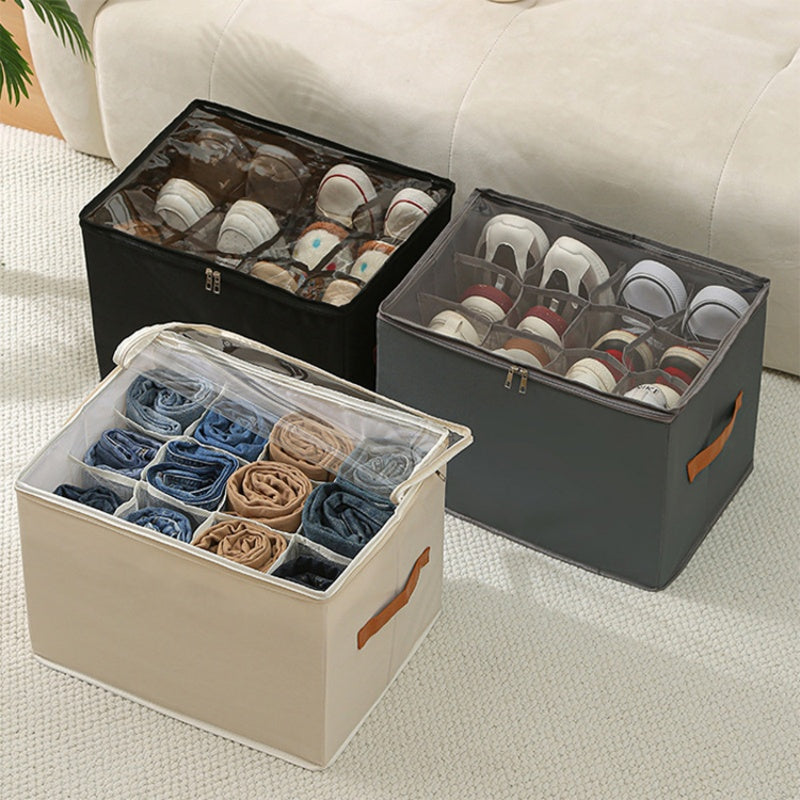 Collapsible Closet Shoe Storage with Transparent Cover