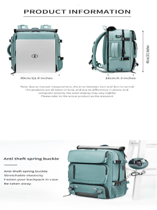 Waterproof Travel Backpack with USB, Shoe Area & Secure Pocket