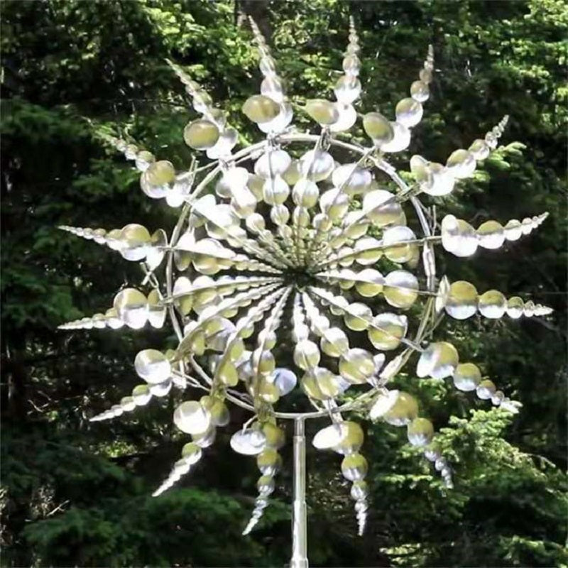 Metal Garden Wind Spinner with Telescopic Pole