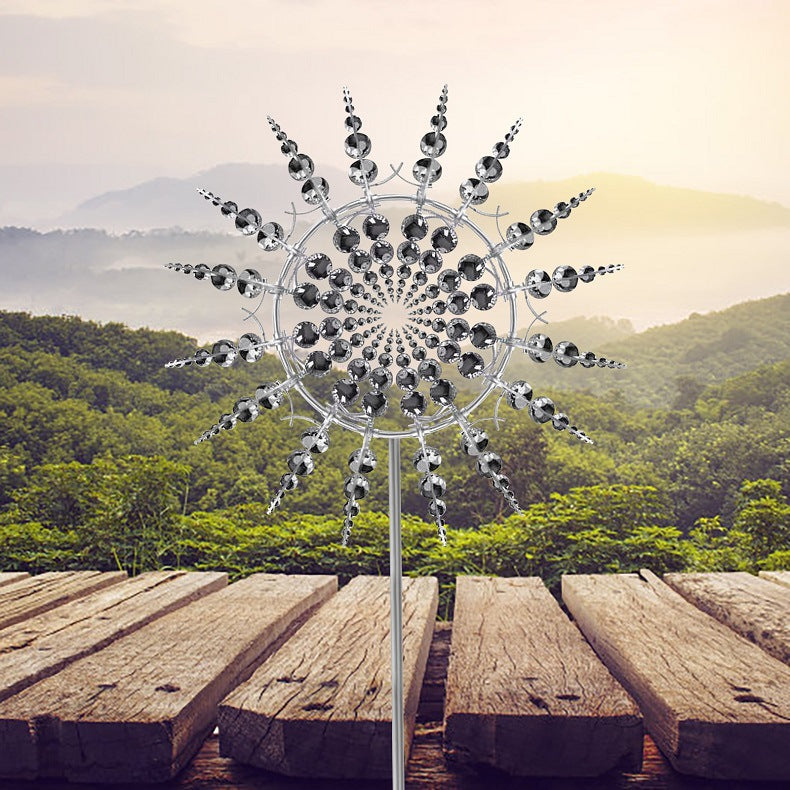 Metal Garden Wind Spinner with Telescopic Pole