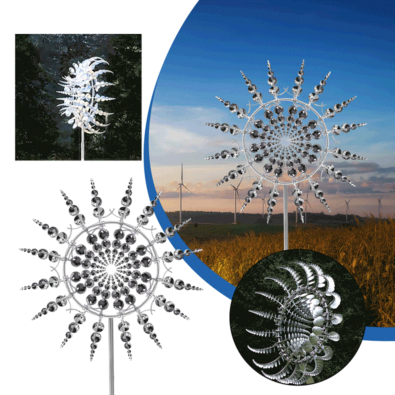 Metal Garden Wind Spinner with Telescopic Pole